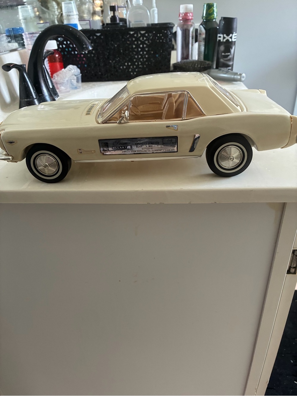 Vintage Jim Beam 1964 Ford Mustang Decanter White Cream 750ml Empty No Box